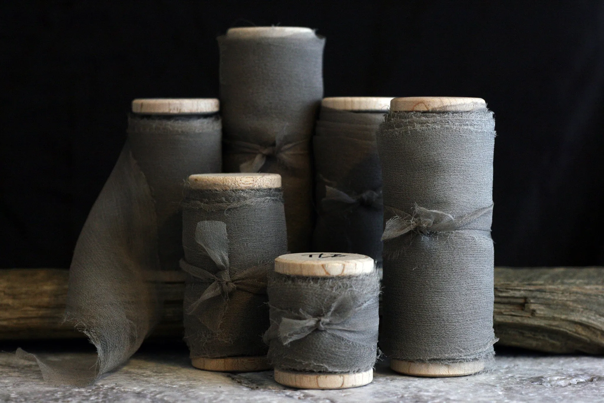 Slate Grey Silk Gauze Ribbon