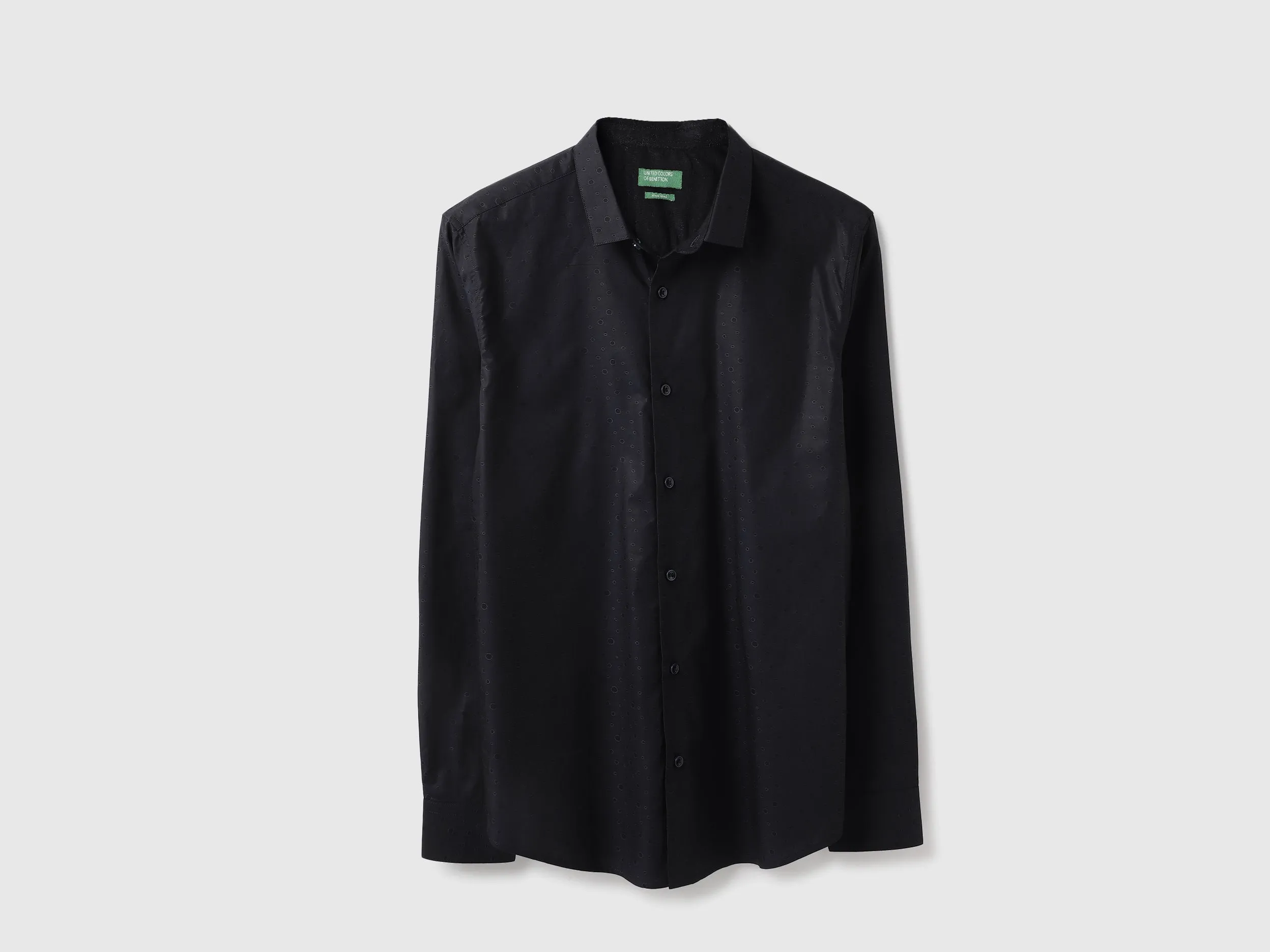 Slim Fit Spread Collar Polka Print Shirt