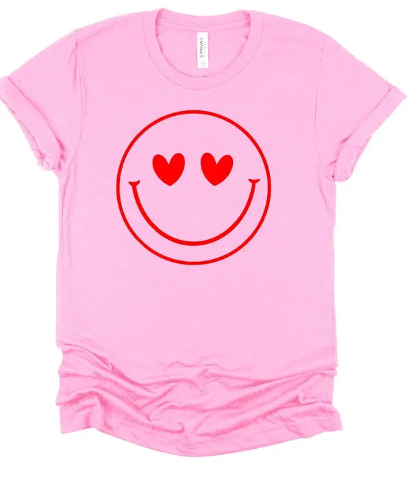 Smiley Face Heart Eyes Cozy Bella Canvas Tee