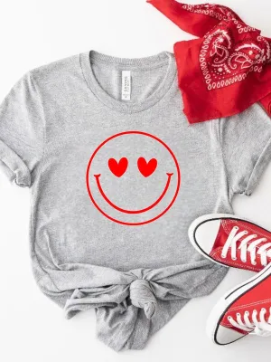 Smiley Face Heart Eyes Cozy Bella Canvas Tee