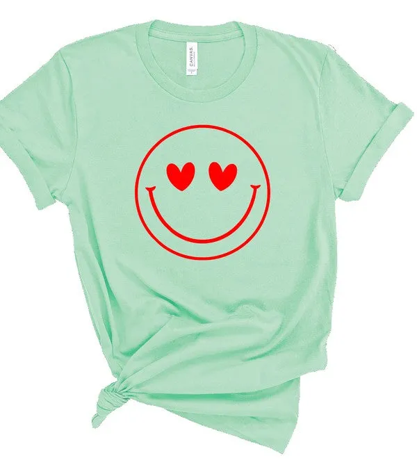 Smiley Face Heart Eyes Cozy Bella Canvas Tee