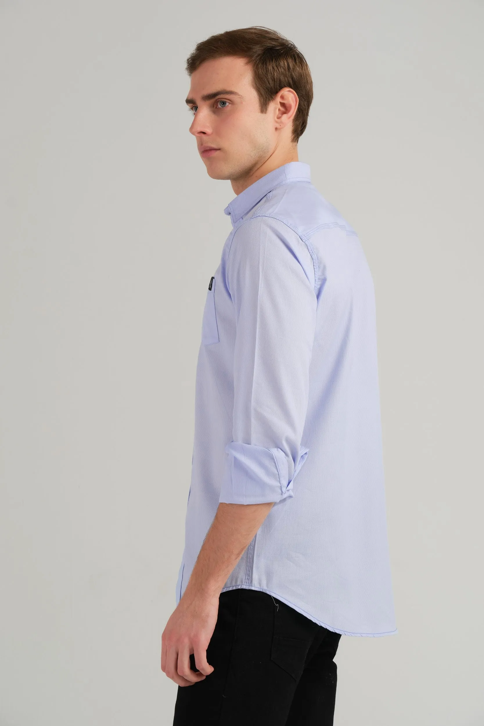 SOLID BLUE SLIM FIT SHIRT