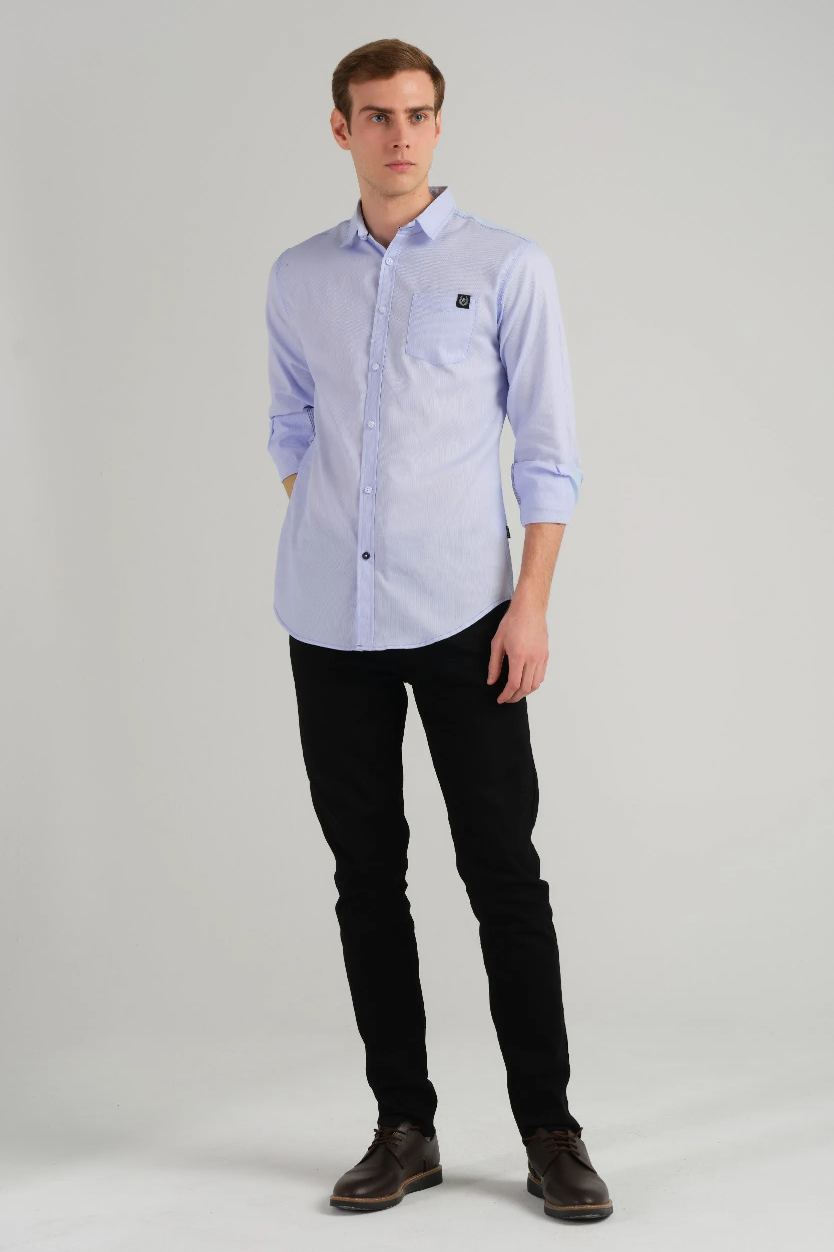 SOLID BLUE SLIM FIT SHIRT