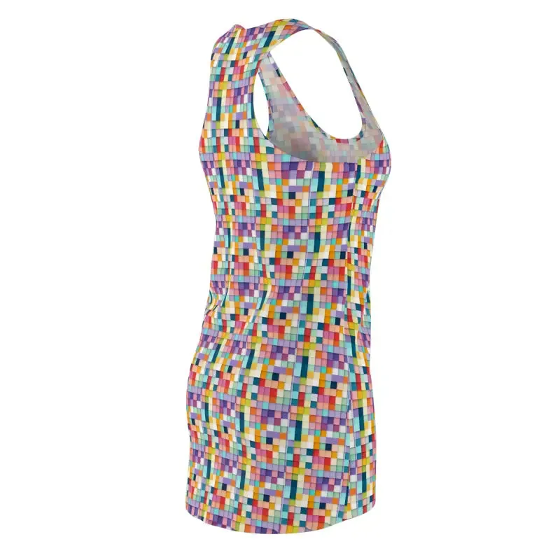 Standout Racerback Dress Bold Checkered Pattern