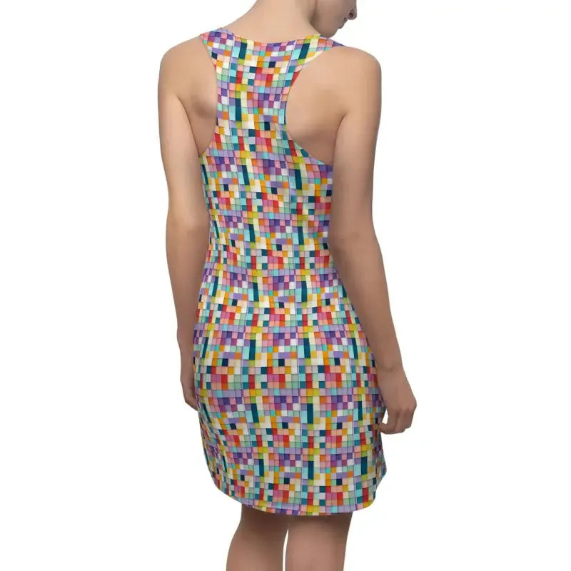 Standout Racerback Dress Bold Checkered Pattern