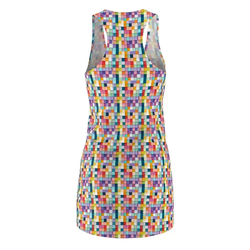 Standout Racerback Dress Bold Checkered Pattern
