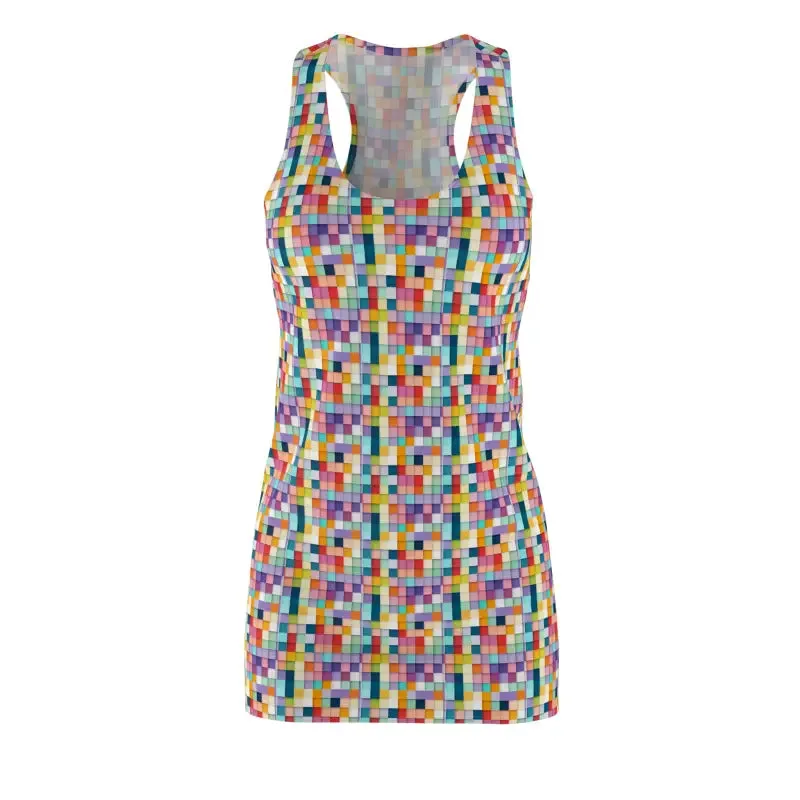 Standout Racerback Dress Bold Checkered Pattern