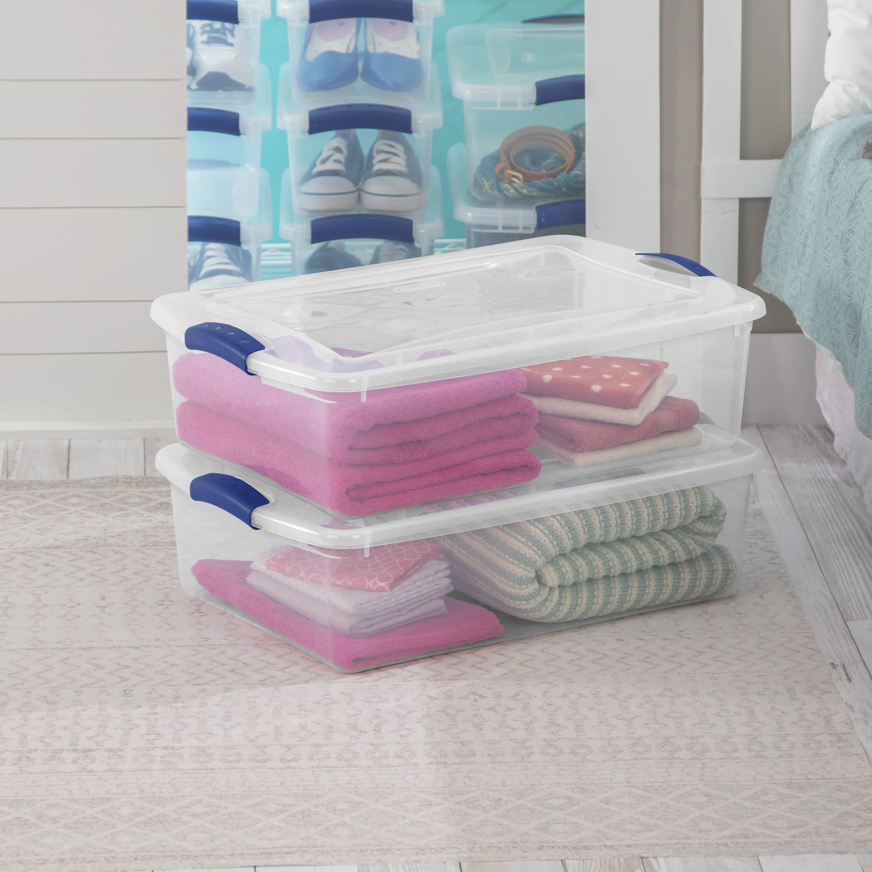 Sterilite Plastic 32 Qt. Latch Box Versatile Storage Organizer Stadium Blue New