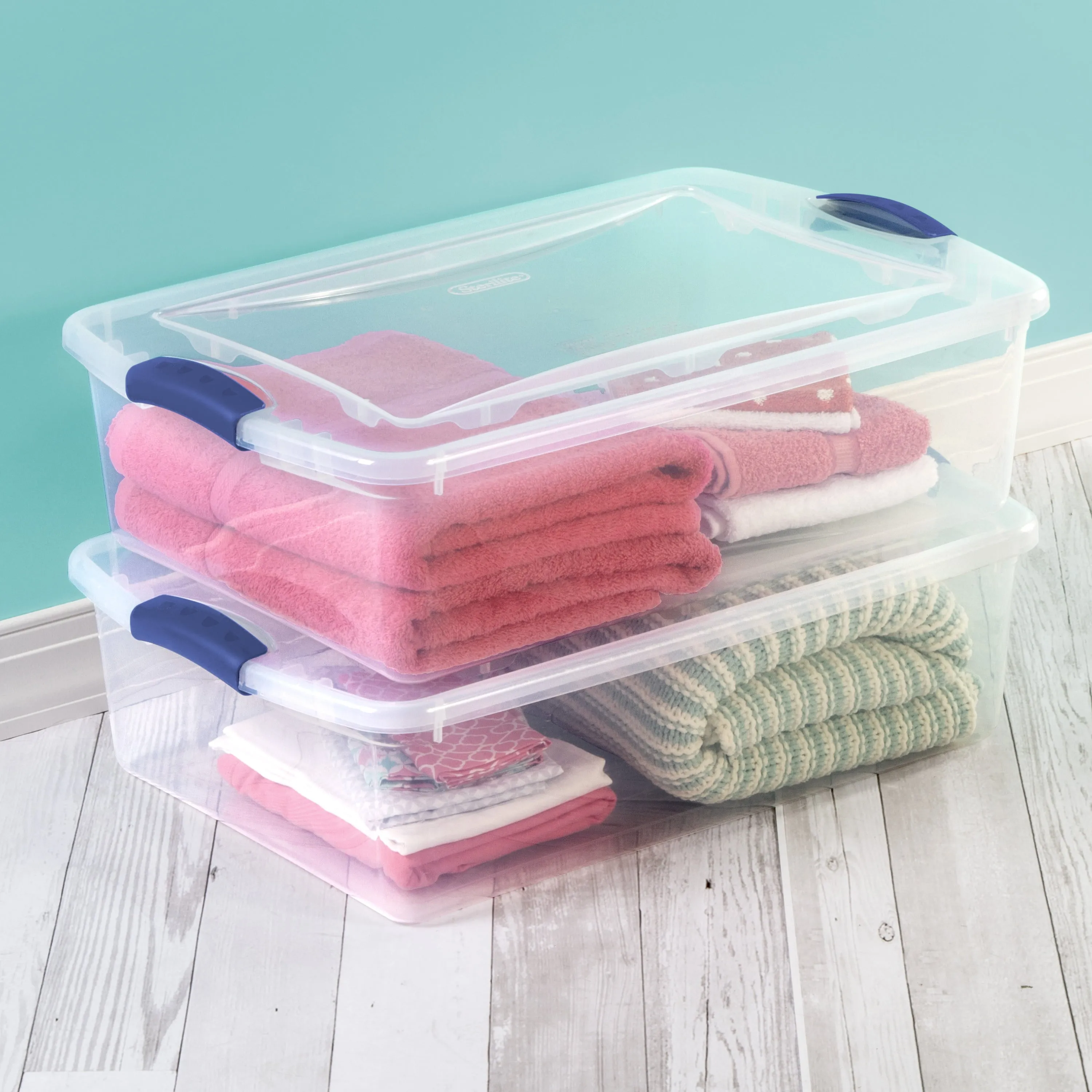 Sterilite Plastic 32 Qt. Latch Box Versatile Storage Organizer Stadium Blue New