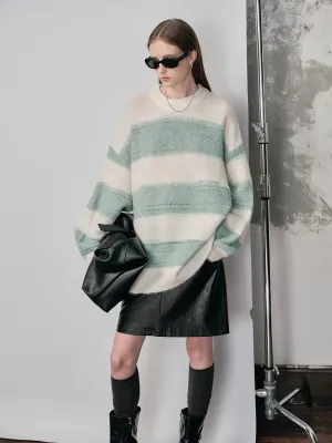 Striped Mohair Wool Blend Sweater