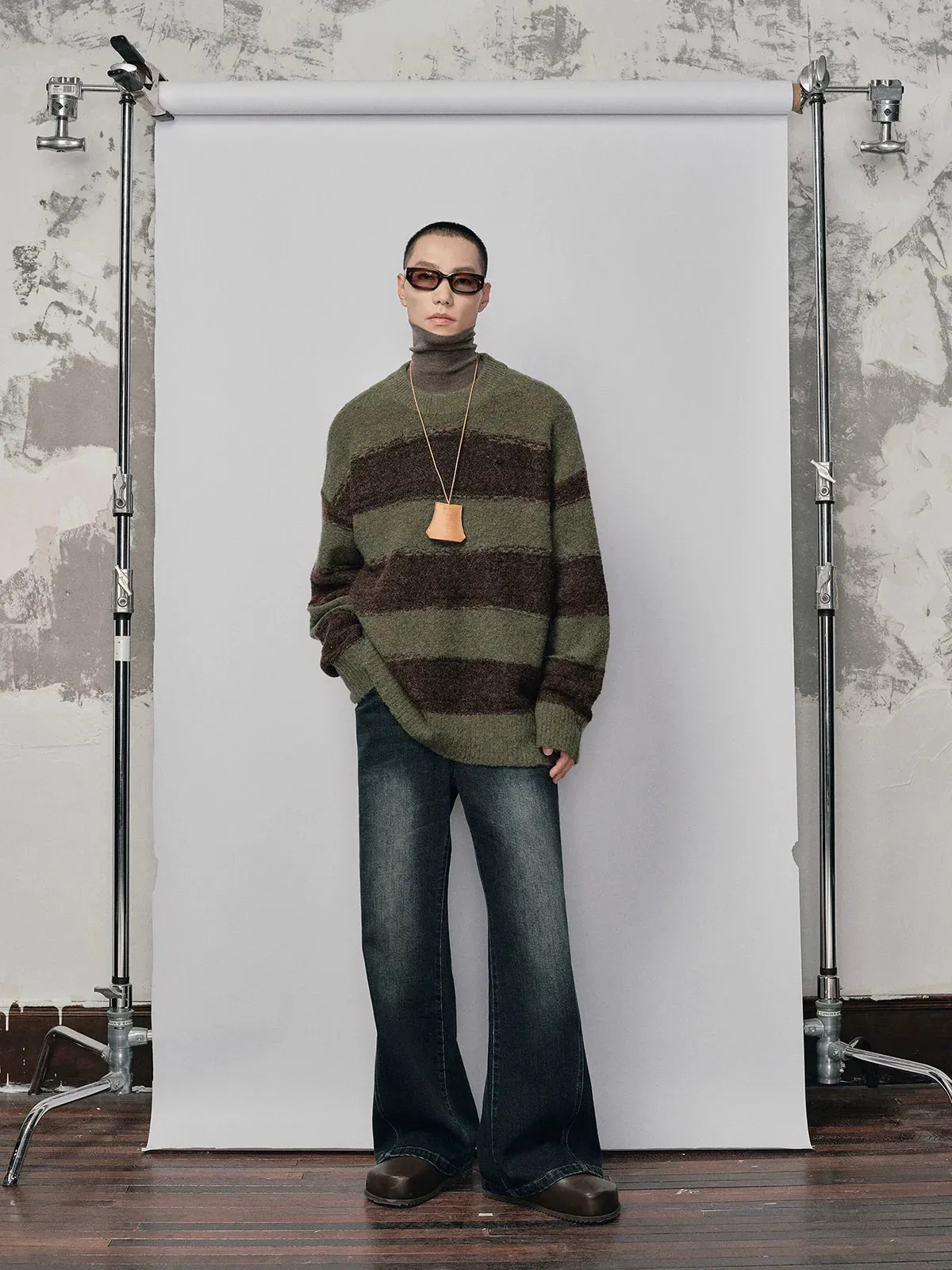 Striped Mohair Wool Blend Sweater