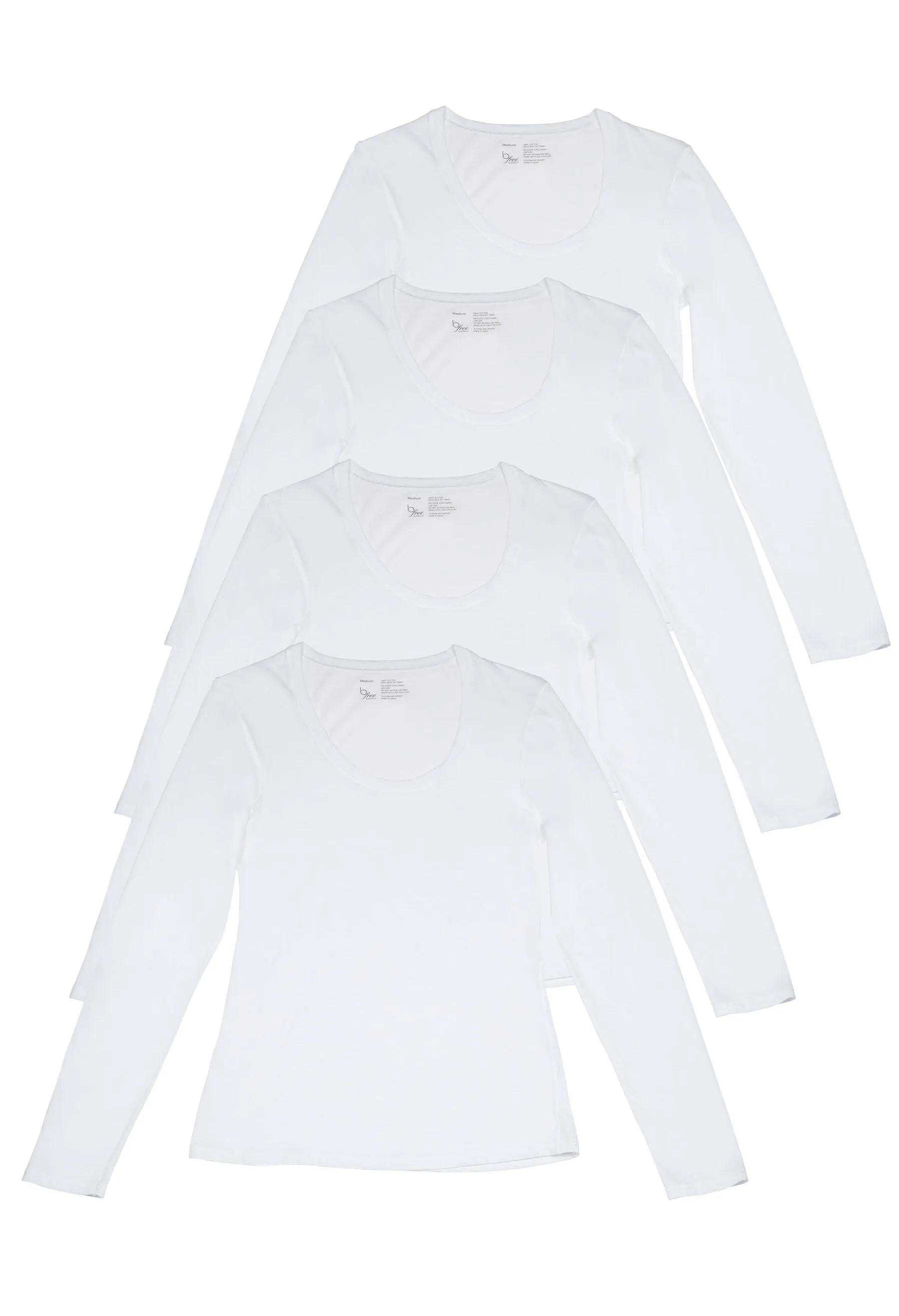 Superfine﻿ 100% Cotton Long Sleeve Top - 4 Pack