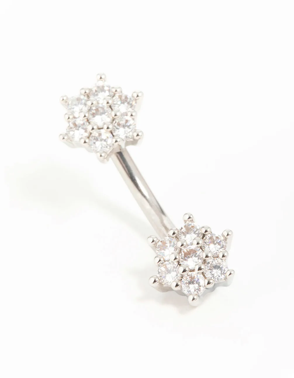 Surgical Steel Cubic Zirconia Six-Point Flower Belly Bar