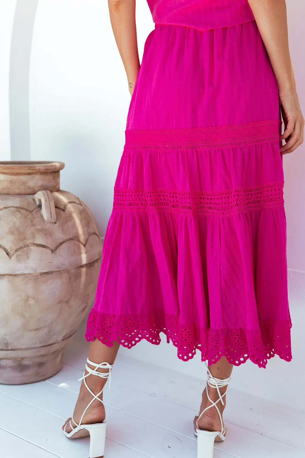 Tara Boho Skirt -Hot Pink