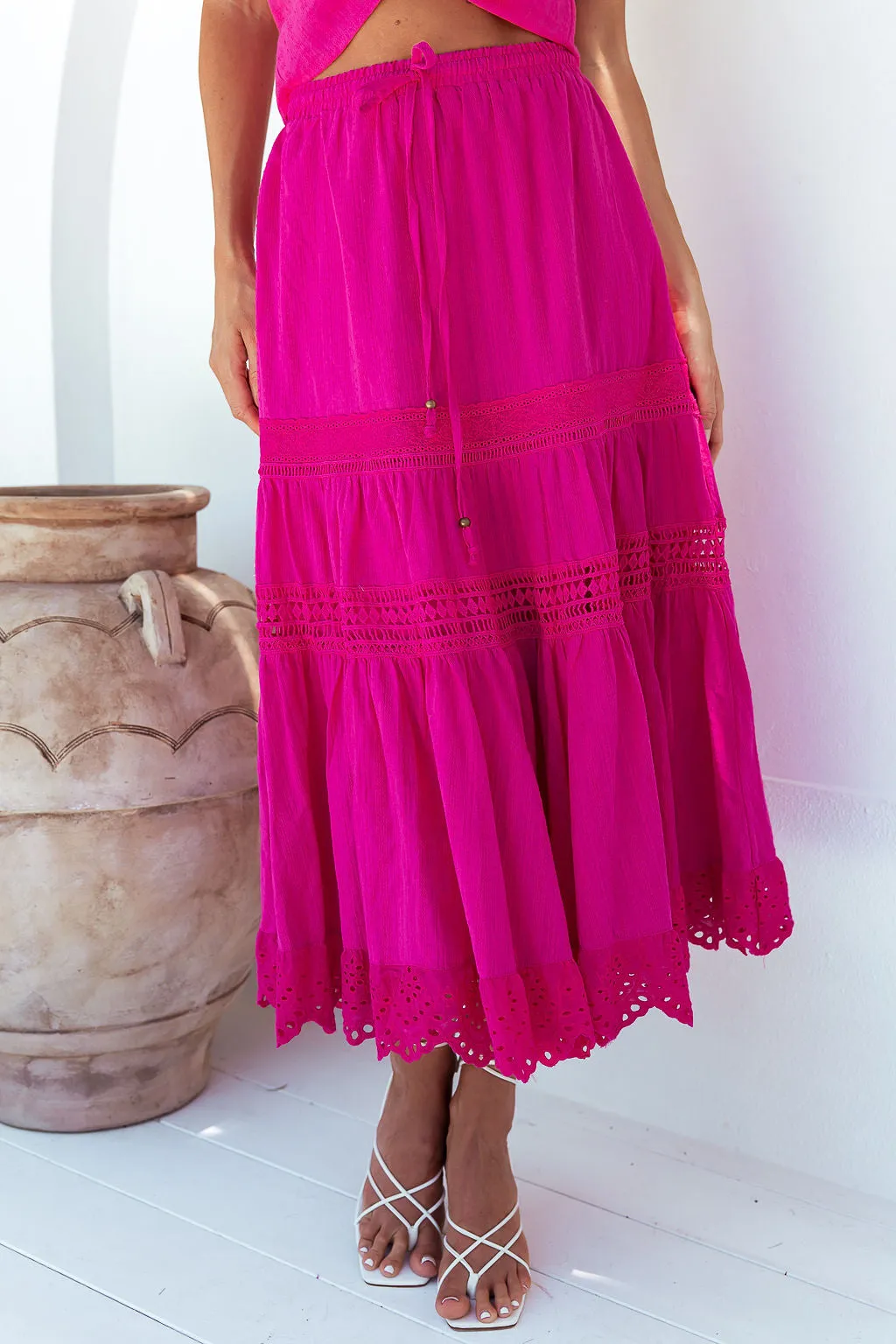 Tara Boho Skirt -Hot Pink