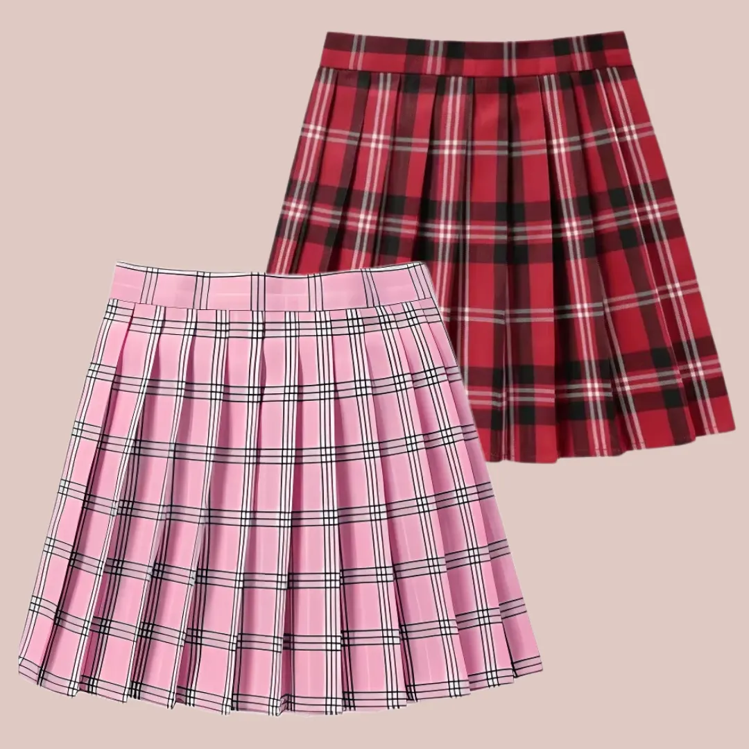 Tartan Pleated Mini Skirt