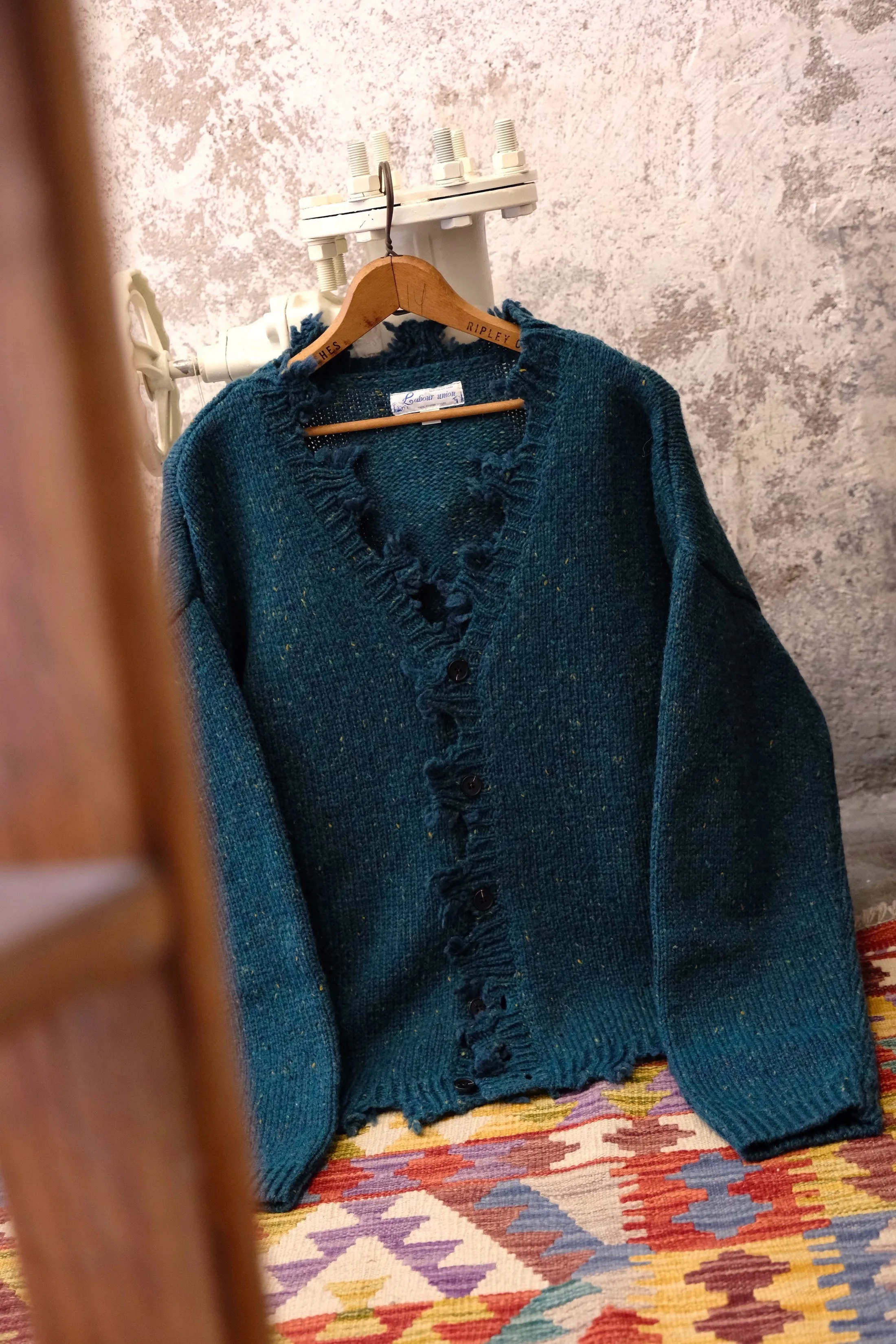 Teal Frayed Edge Cardigan