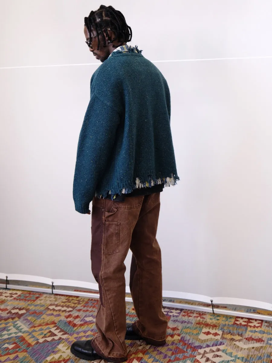 Teal Frayed Edge Cardigan