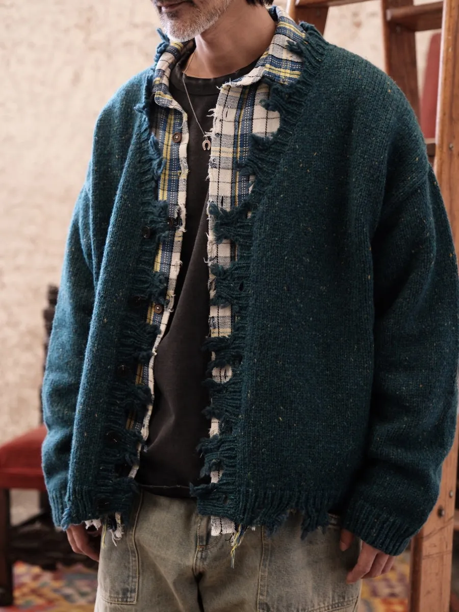 Teal Frayed Edge Cardigan