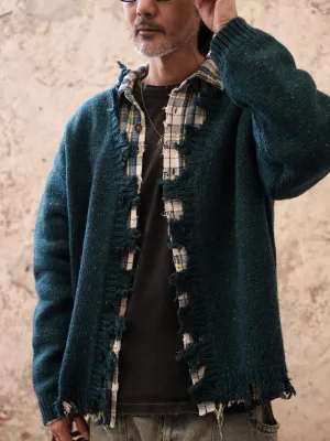 Teal Frayed Edge Cardigan