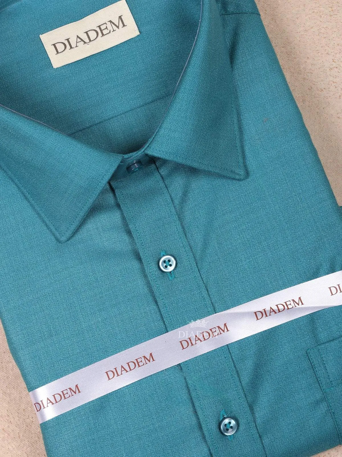 Teal Green Cotton Plain Full Sleeve Shirt