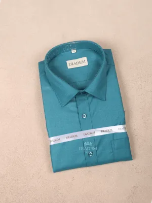 Teal Green Cotton Plain Full Sleeve Shirt