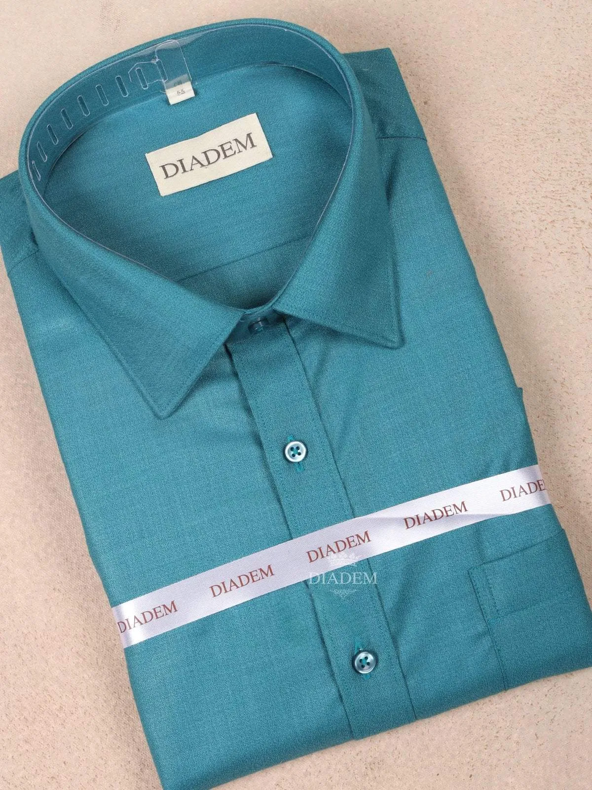 Teal Green Cotton Plain Full Sleeve Shirt