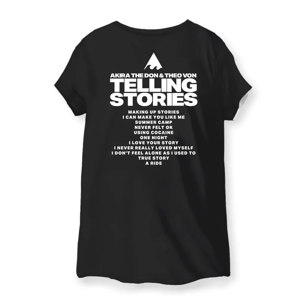 Telling Stories White Text Womens Cotton Tee