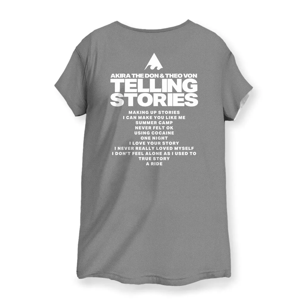 Telling Stories White Text Womens Cotton Tee