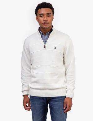 TEXTURED 1/4 ZIP MICROSHERPA SWEATER