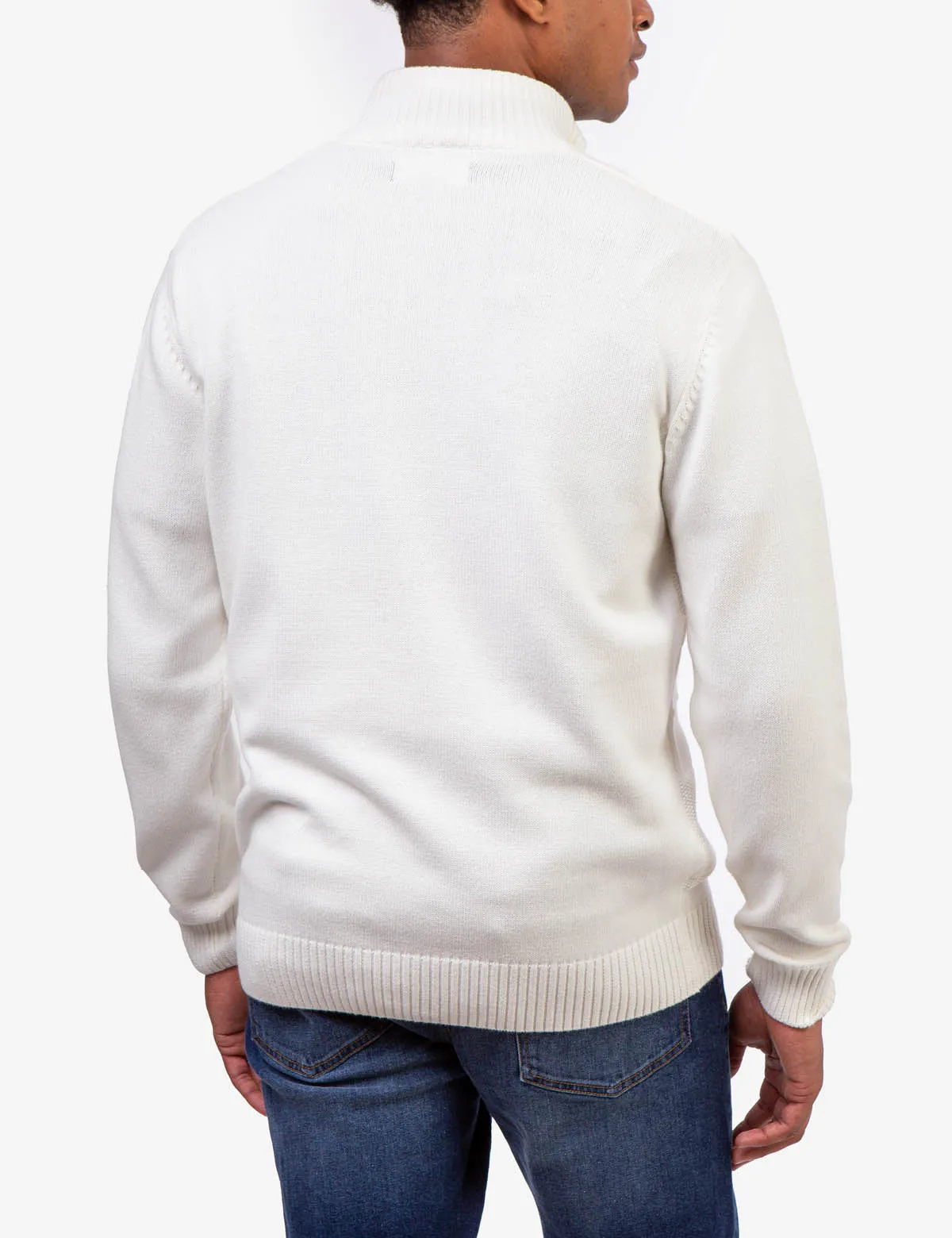 TEXTURED 1/4 ZIP MICROSHERPA SWEATER