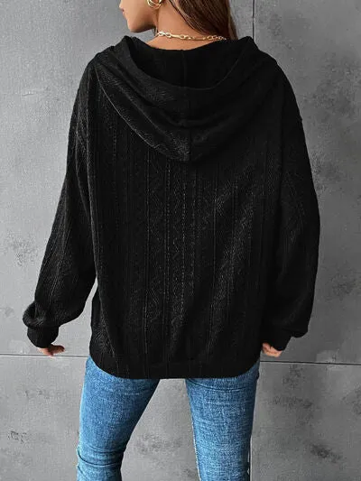 Textured Dropped Shoulder Hoodie