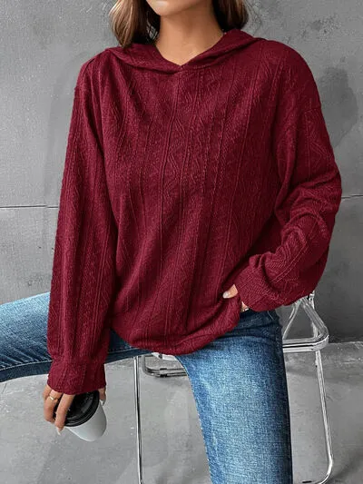 Textured Dropped Shoulder Hoodie