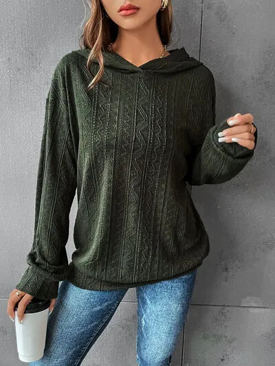 Textured Dropped Shoulder Hoodie