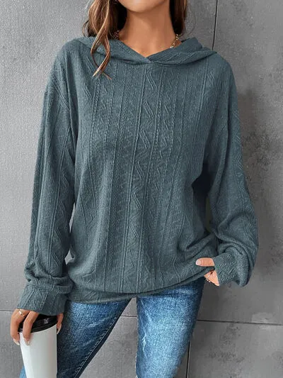Textured Dropped Shoulder Hoodie