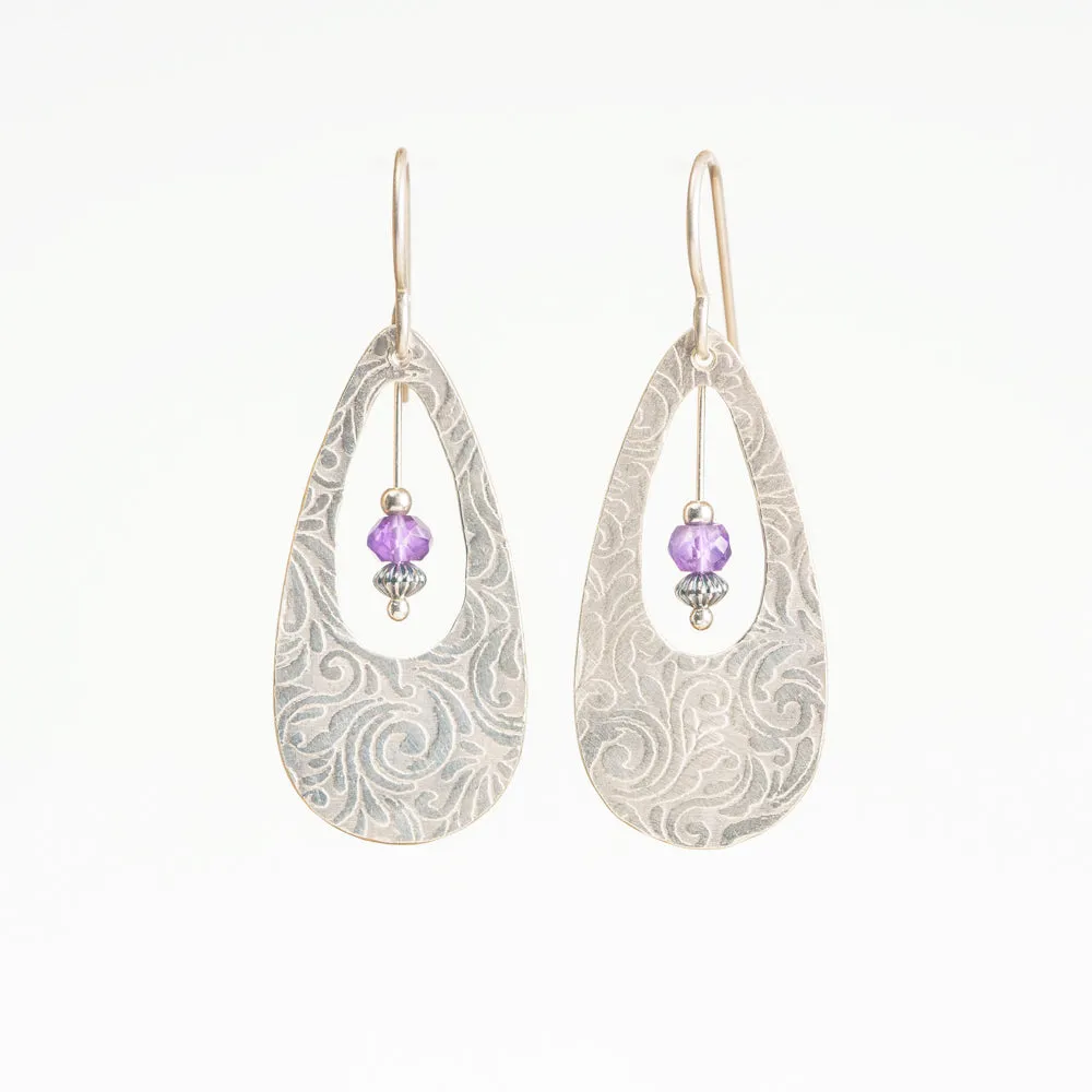 Textured Earrings with Amethyst