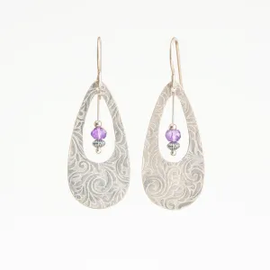 Textured Earrings with Amethyst