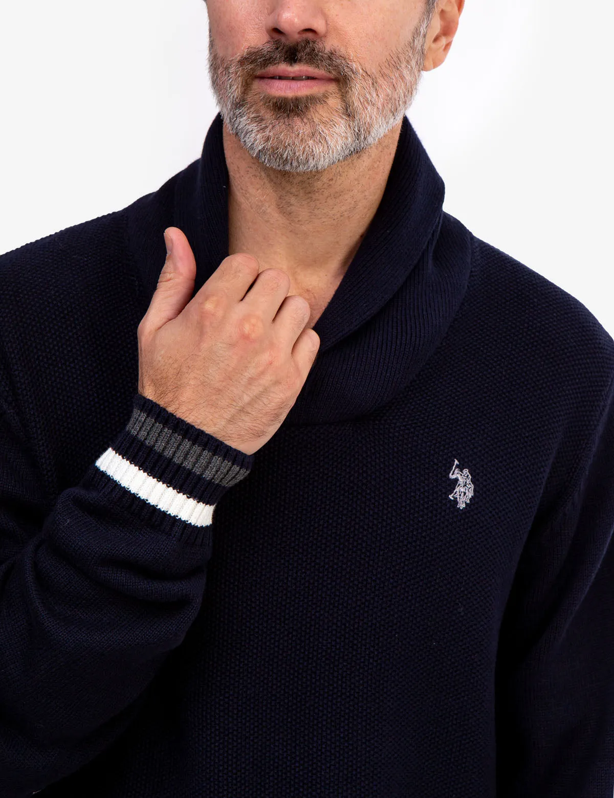 TEXTURED SHAWL PULLOVER SWEATER