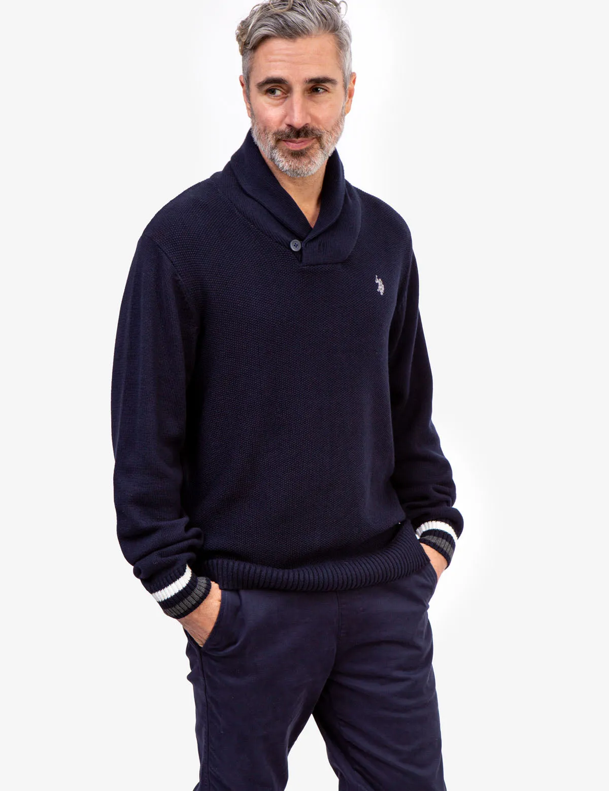 TEXTURED SHAWL PULLOVER SWEATER
