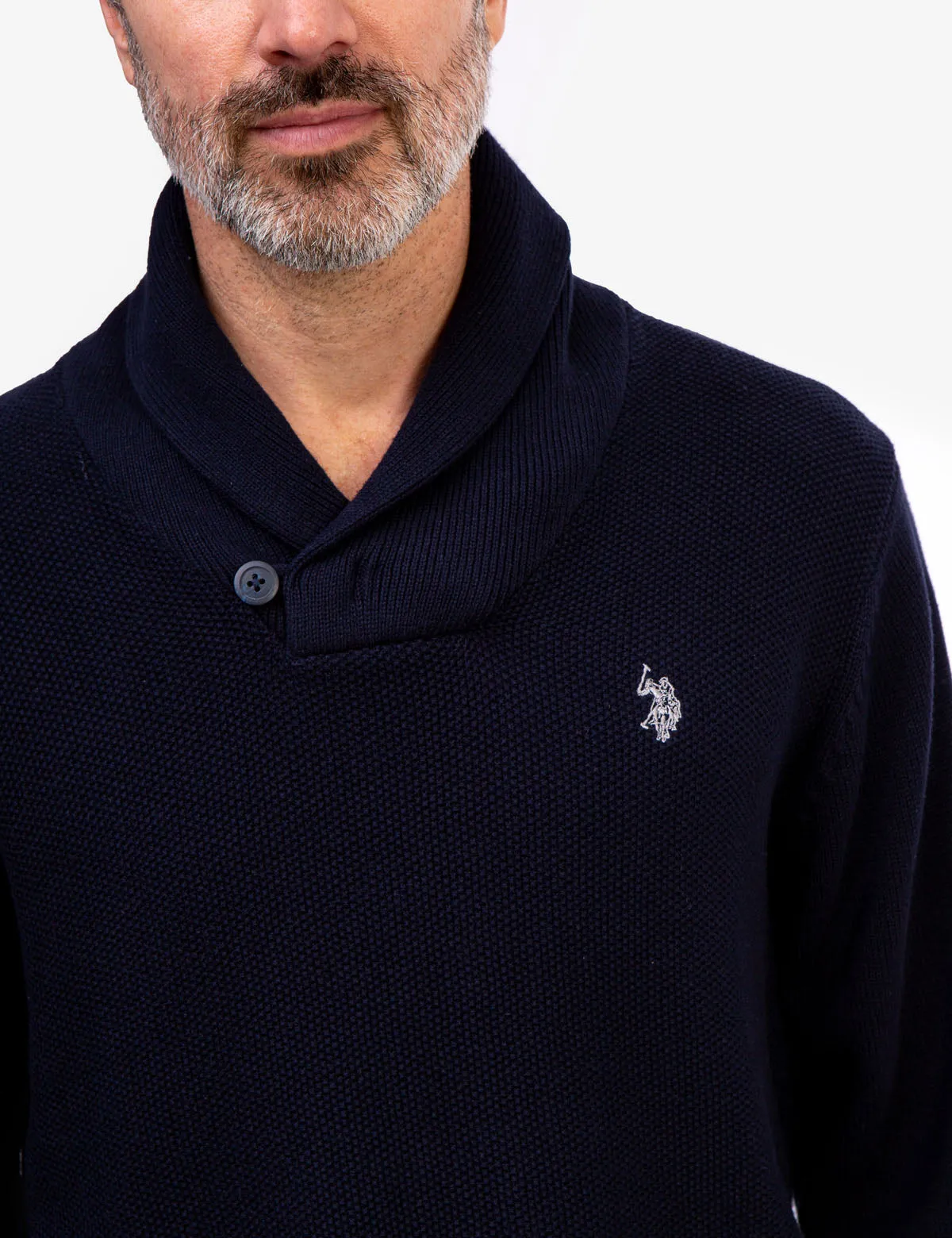 TEXTURED SHAWL PULLOVER SWEATER