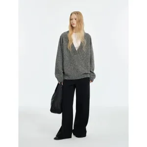 Textured Wool V-Neck Sweater