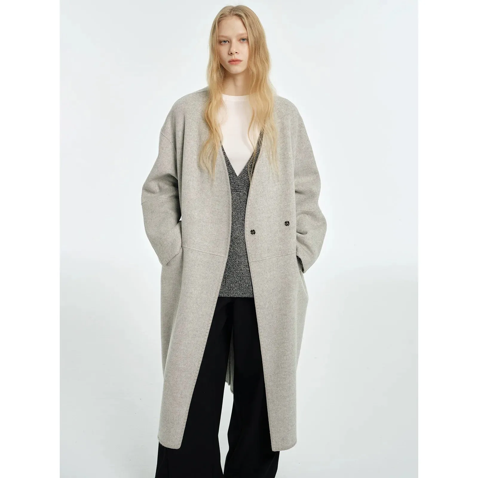 Textured Wool V-Neck Sweater
