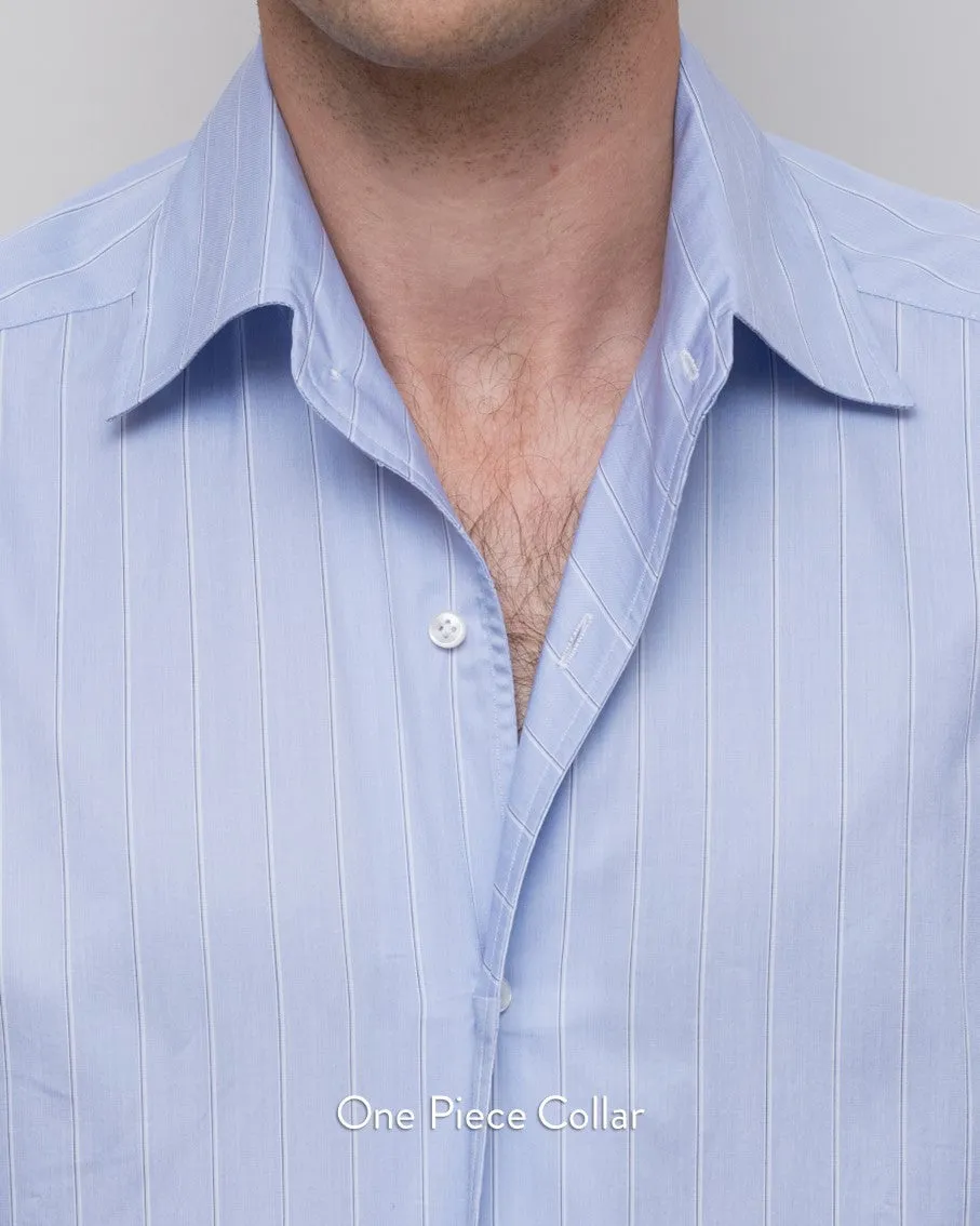 Thomas Mason Blue Stripe Non-Iron Poplin 120s