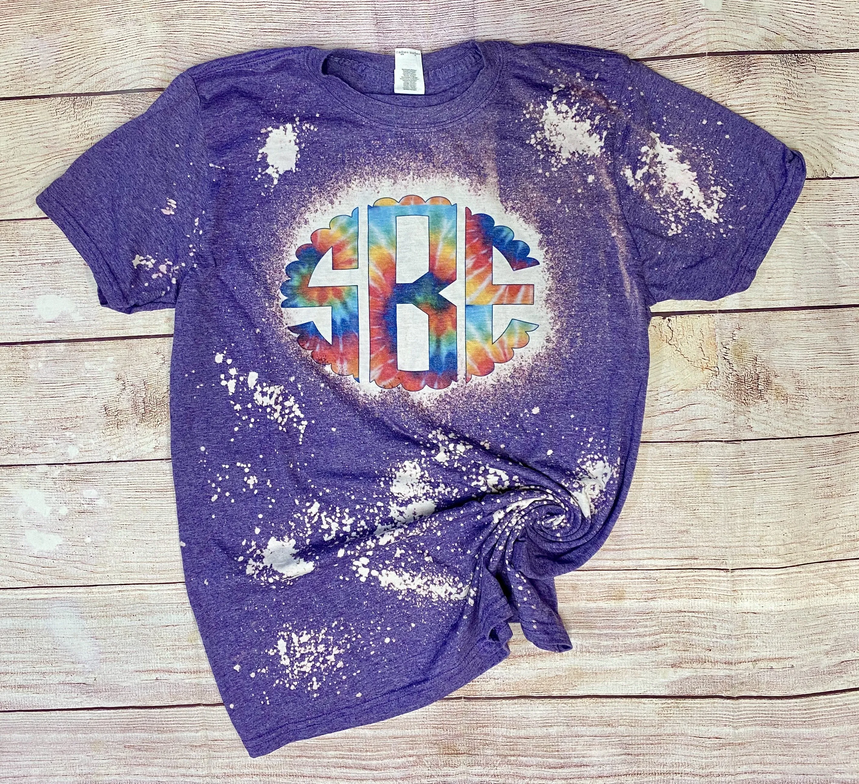 Tie Dye Monogram Bleach Shirt | Tie dye monogram | bleached shirt | bleach shirt | bleach tee