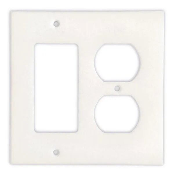 Tilefornia Thassos White Marble Rocker Duplex Switch Plate