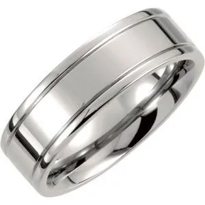 Titanium 7 mm Grooved Band Size 10