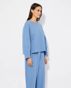 Tosa - Organic Cotton Textured Knit Sweatshirt - Blue