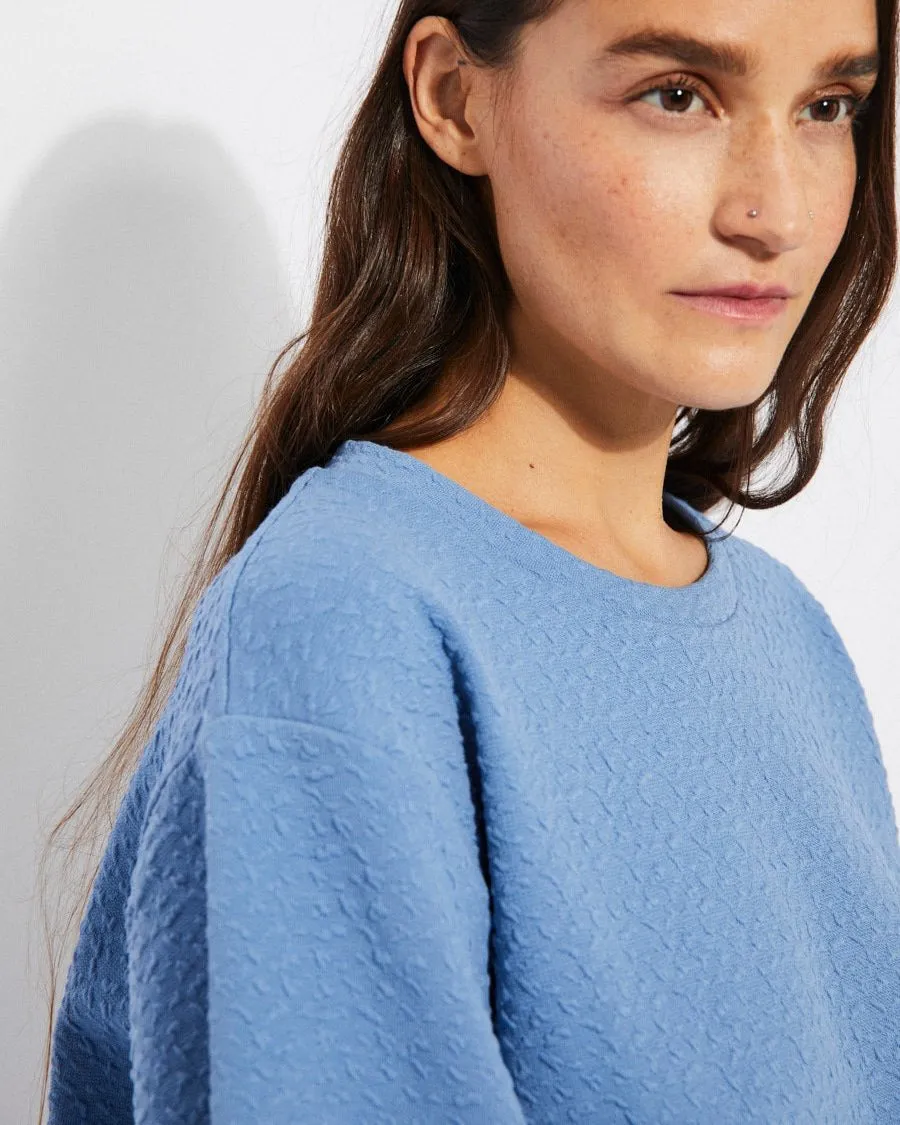 Tosa - Organic Cotton Textured Knit Sweatshirt - Blue