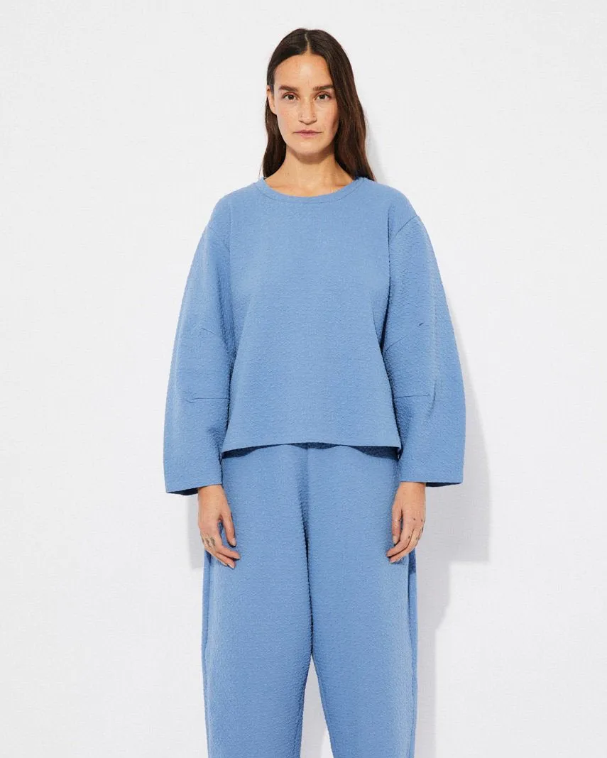 Tosa - Organic Cotton Textured Knit Sweatshirt - Blue