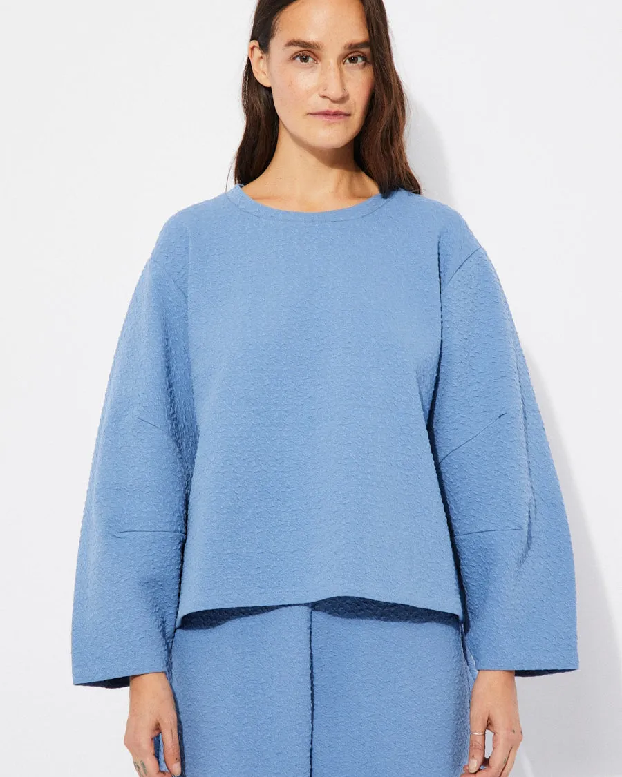 Tosa - Organic Cotton Textured Knit Sweatshirt - Blue